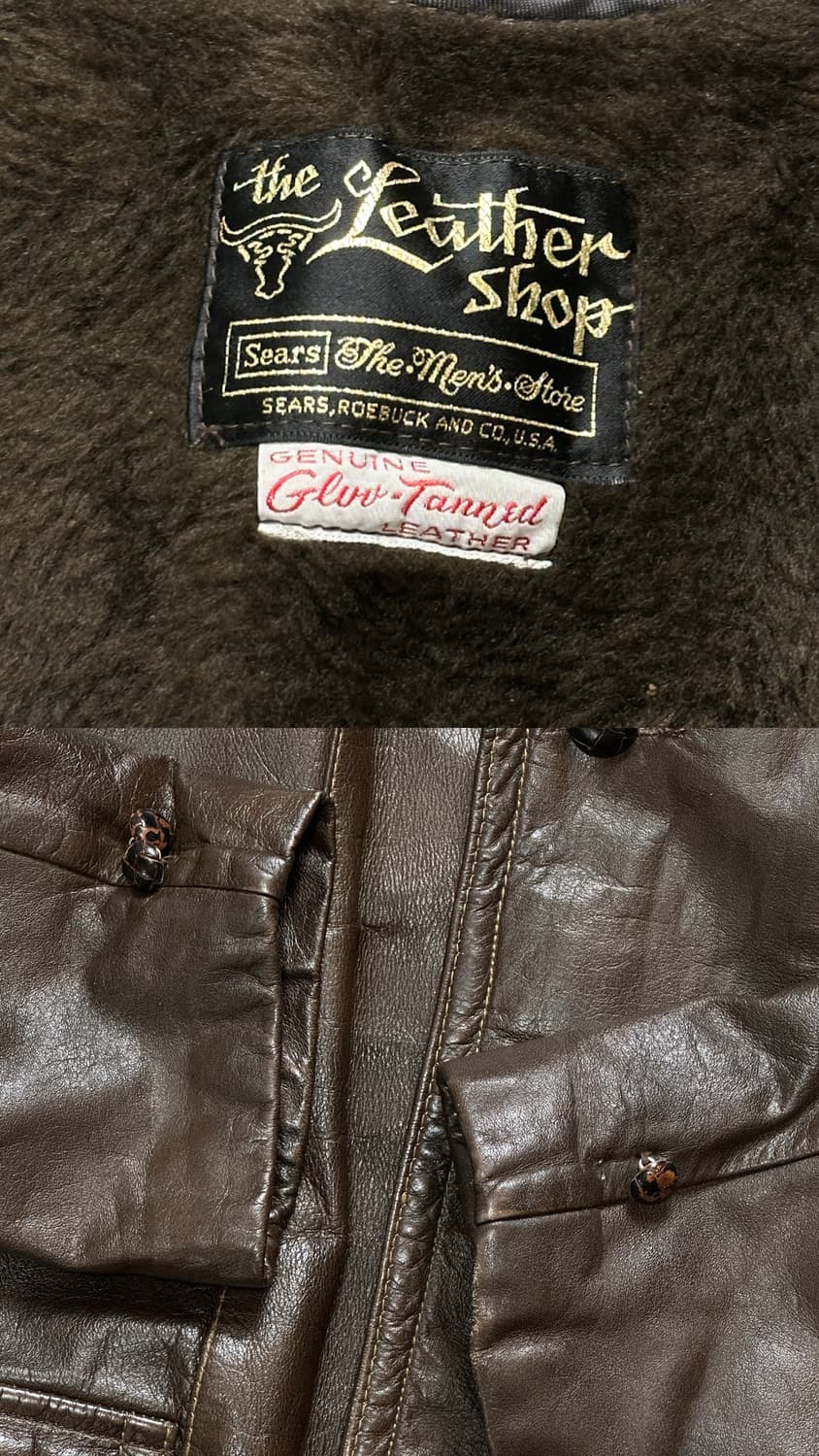 80's 빈티지 시어스 레더 카코트 빈티지 레더 코트 블레이저 상품이미지9