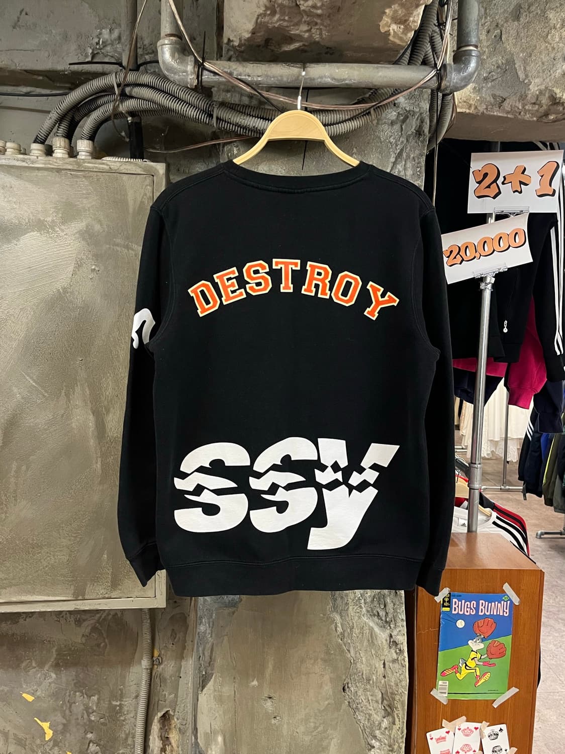 스투시 디스트로이 기모 맨투맨 블랙 M #csz3754 상품이미지2