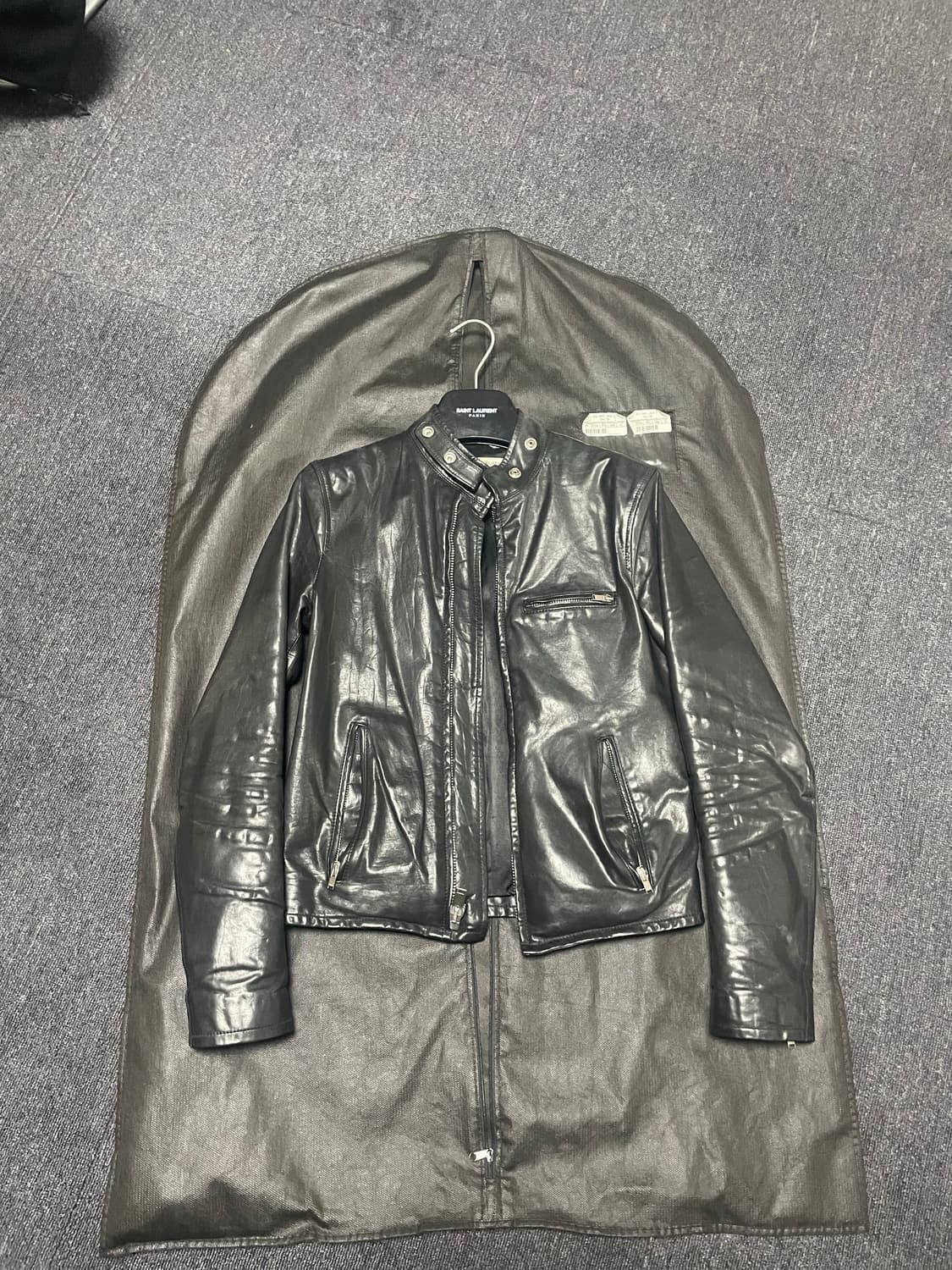 생로랑 레더 레이싱 자켓 상품이미지1