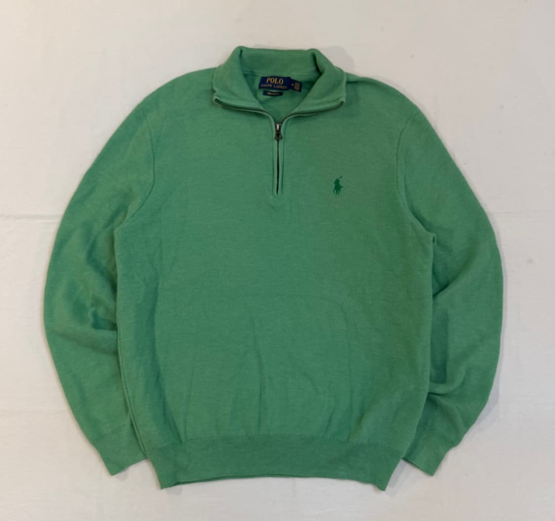 폴로 랄프로렌 반집업 와플 코튼 니트 그린 상품이미지1