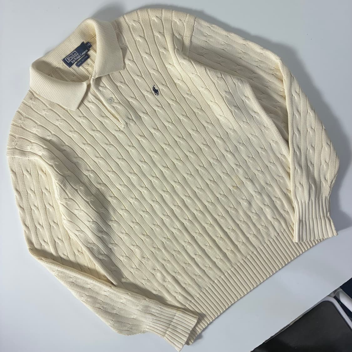 Polo  폴로 랄프로렌 자수 코튼 꽈배기 카라 니트   상품이미지2