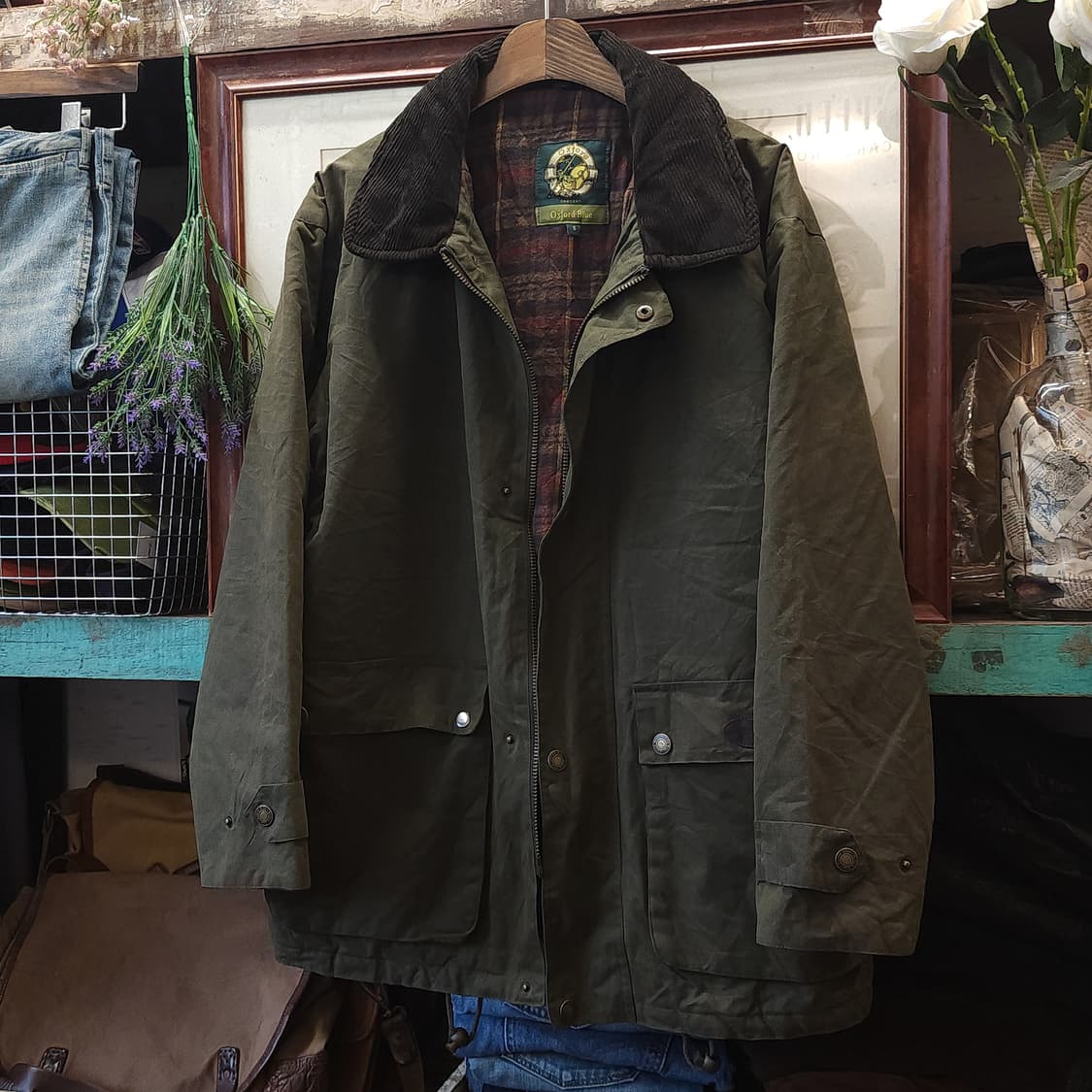 90s 잉글랜드 컨트리 올리브 그린 왁스자켓 헌팅자켓 파카 s 상품이미지3