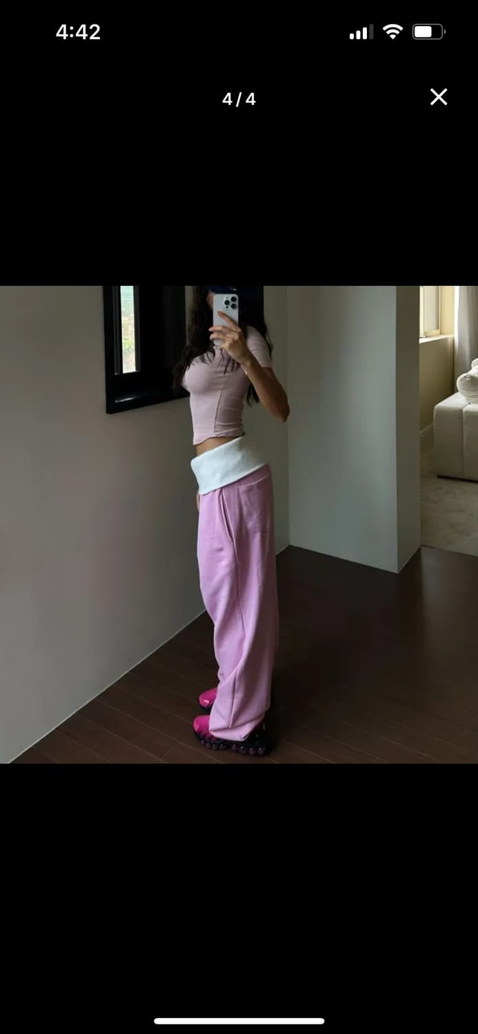 플랩 와이드 조거 팬츠 핑크 상품이미지3