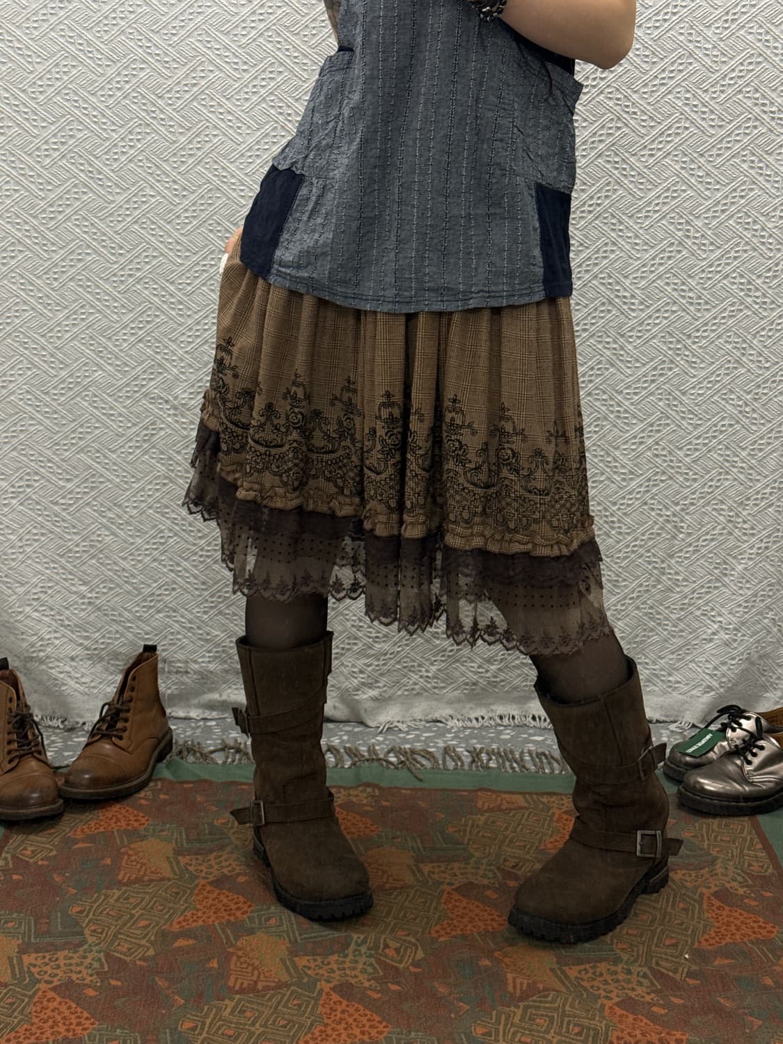 빈티지 러블리 고딕 고스 모리 로코코 코르셋 플레어 스커트 K0119 상품이미지2