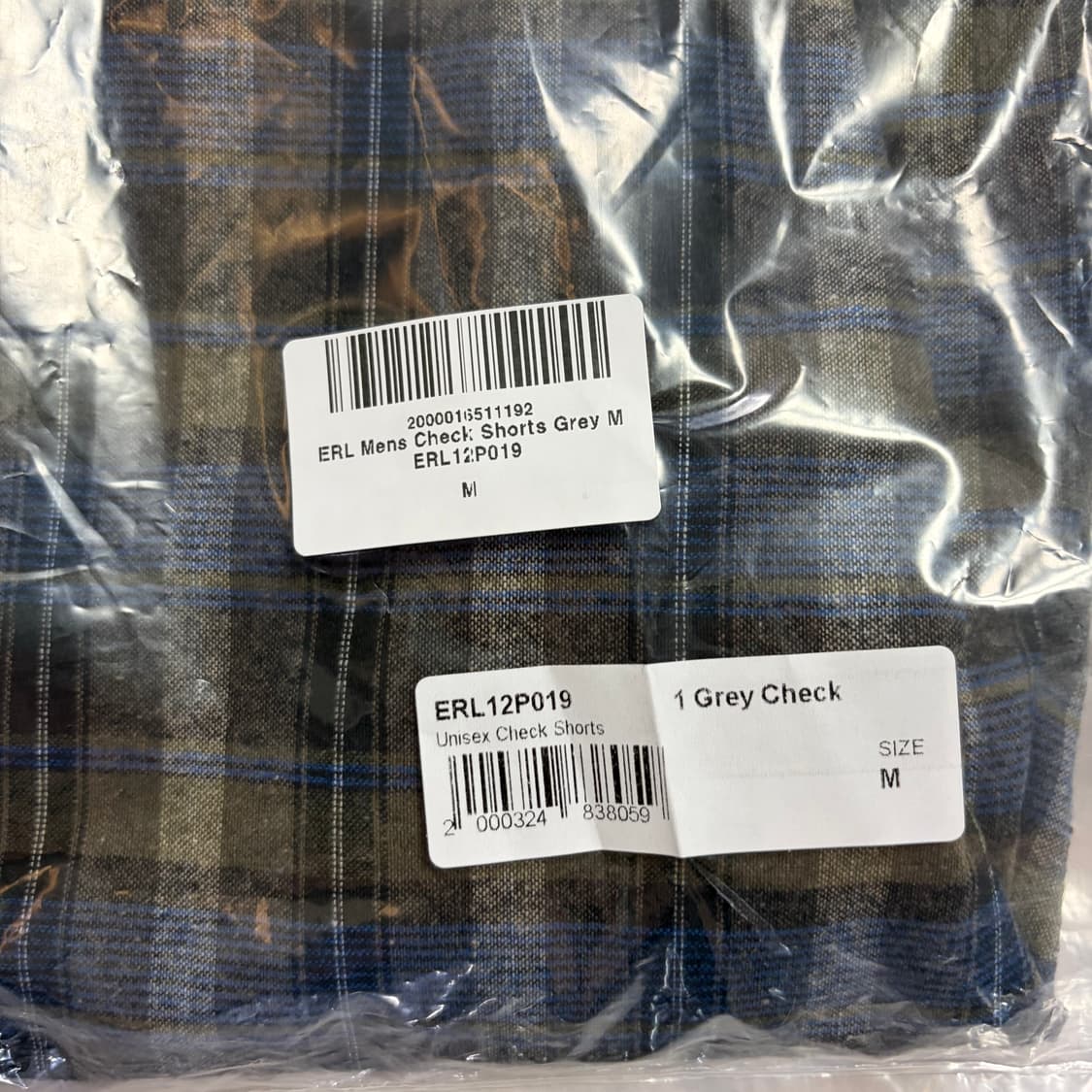 (새상품) [M] 26SS ERL Shorts Grey Check 상품이미지6