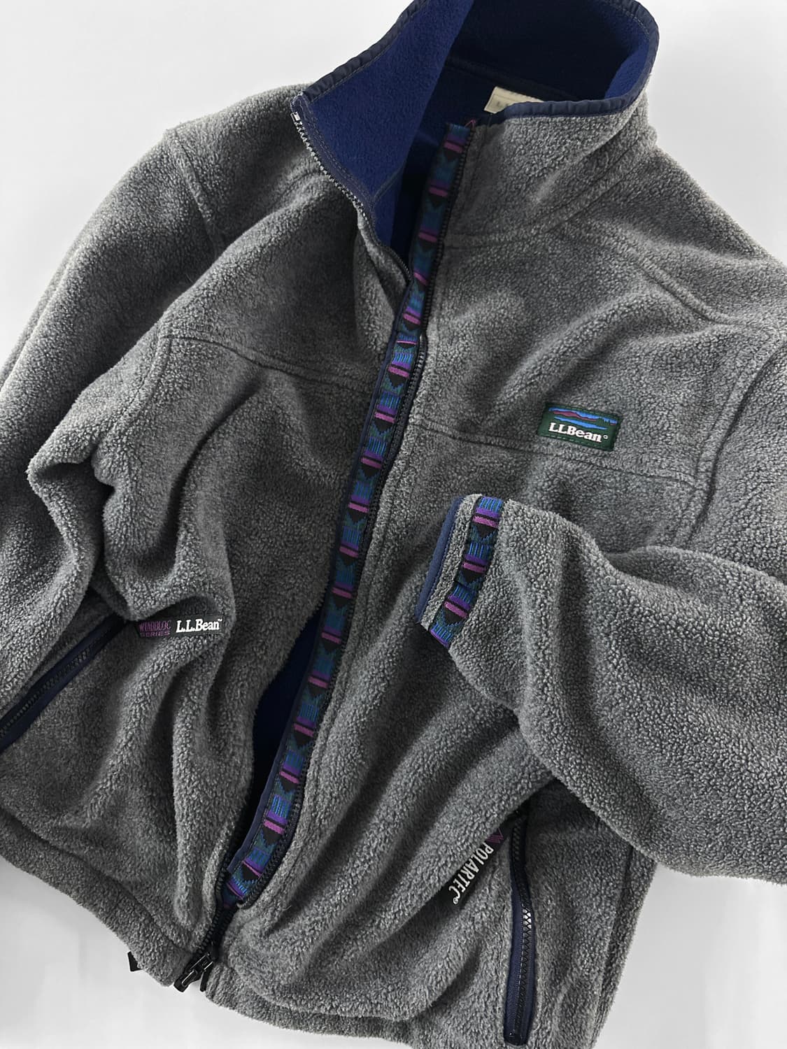 (Rare) 90s 빈티지 엘엘빈 지오메트릭 트림 플리스 자켓 상품이미지3