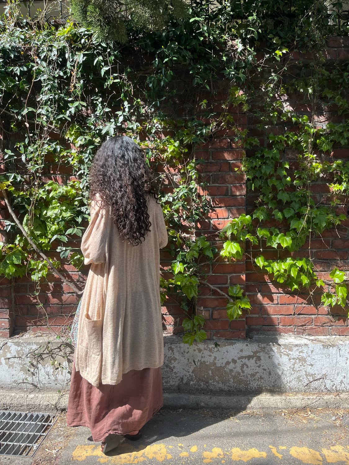 오트밀 베이지 니트 그물 가디건 상품이미지6