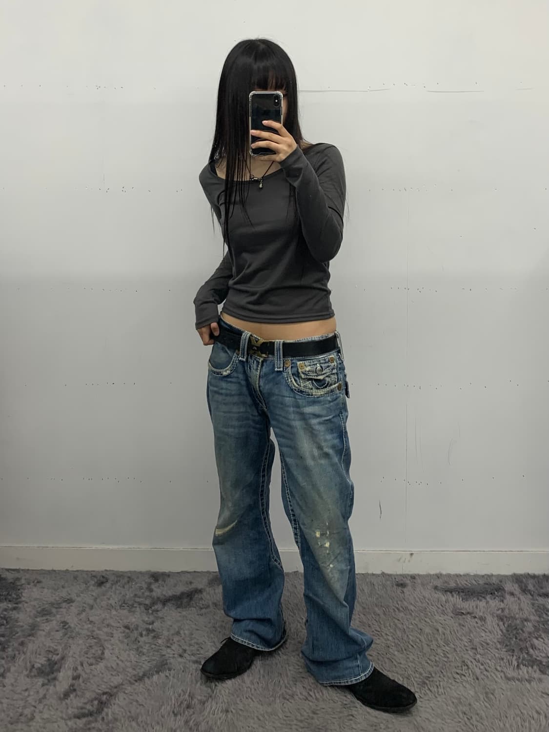 트루릴리전 데미지 워싱 부츠컷 데님 상품이미지1