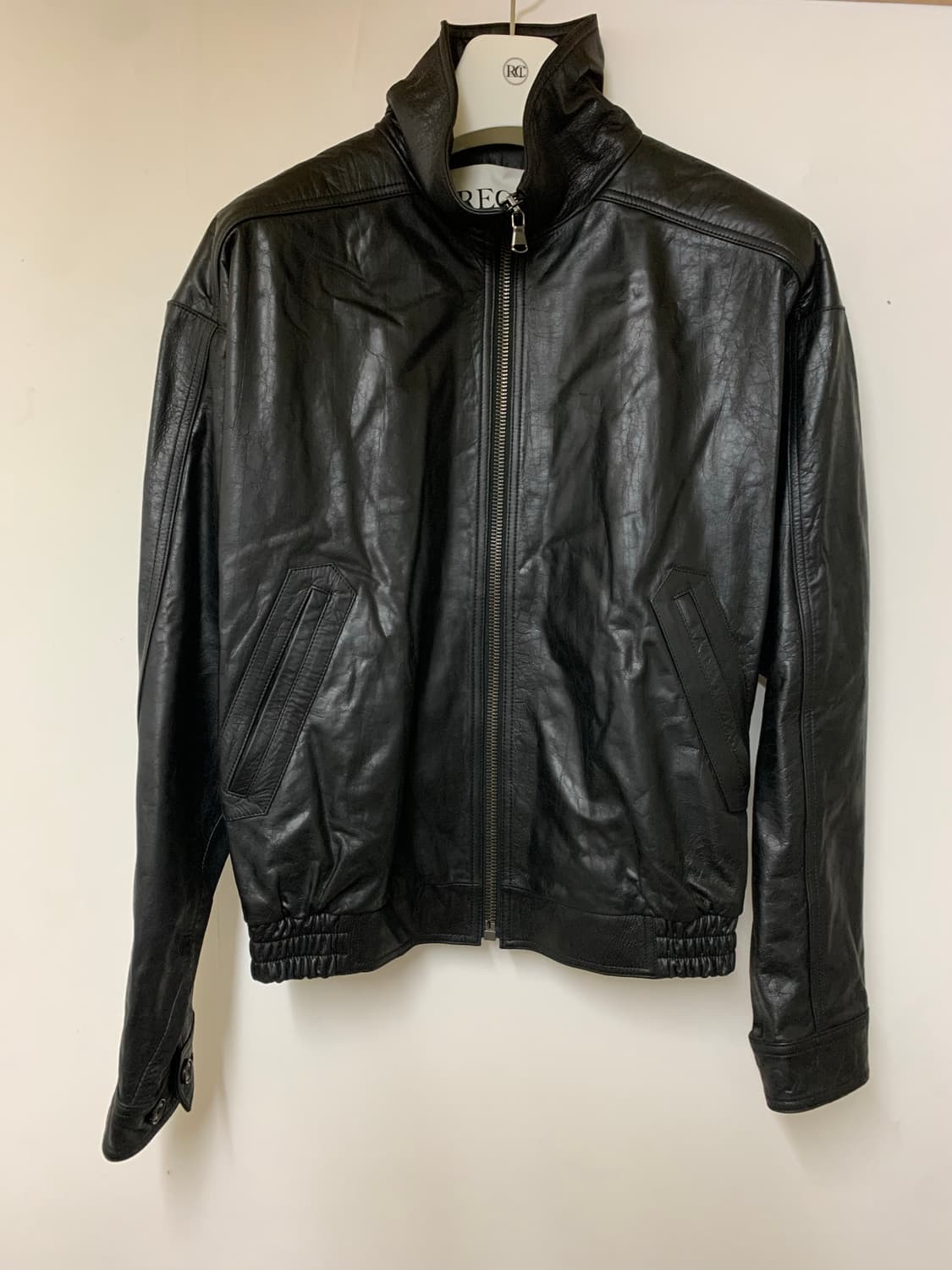25ss 렉토 빈티지 크랙 이펙트 레더자켓 블랙 상품이미지3