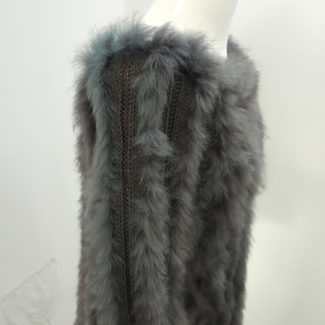 프랑스산 리얼 래빗퍼 100% 니트 케이프 판초 상품이미지6