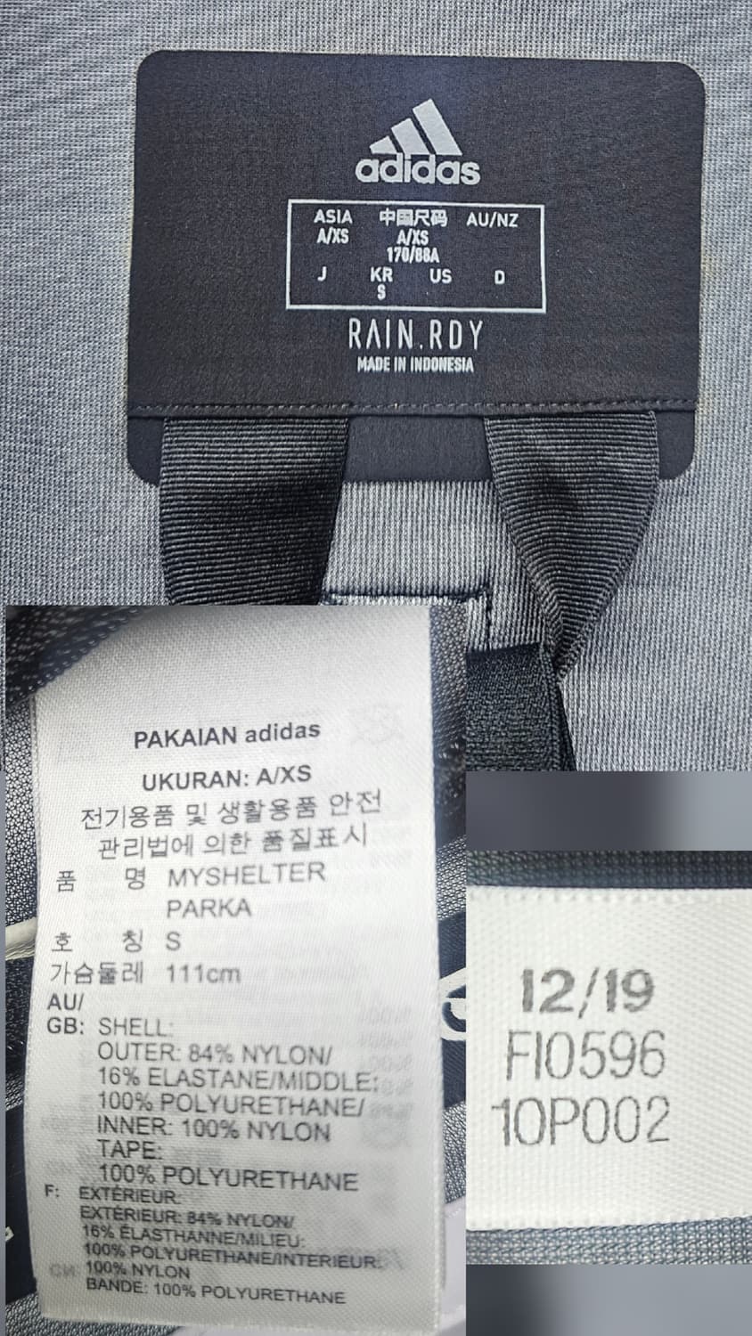 아디다스 마이쉘터 파카 레인코트 S 롱자켓 방수코트  MM44 상품이미지6