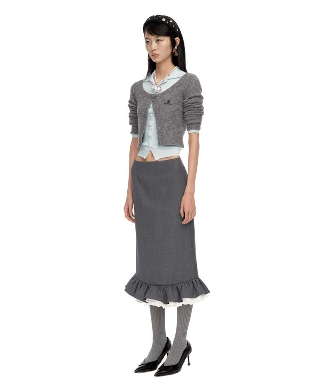 [8,10]슈슈통 25fw 원 버튼 가디건/그레이 상품이미지3