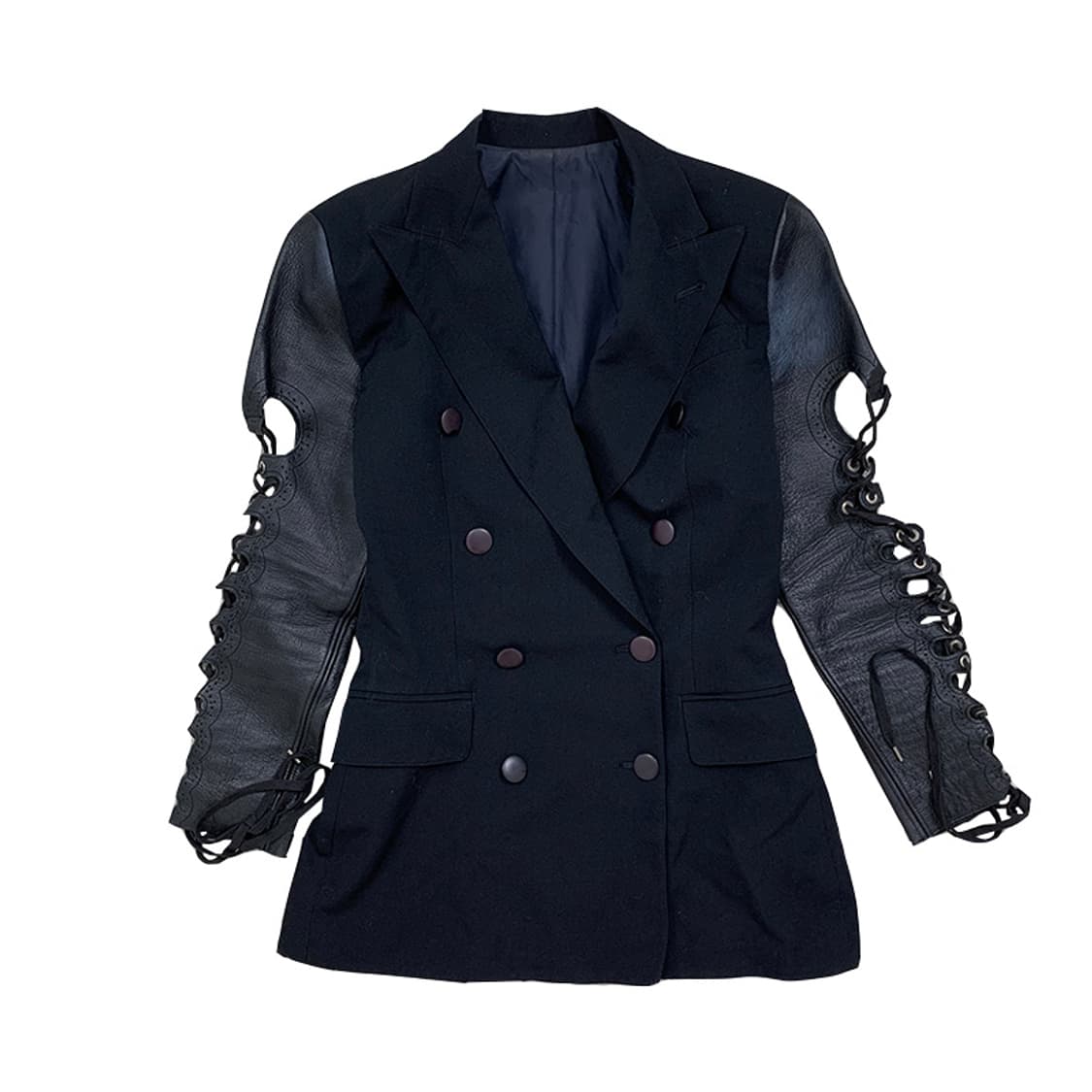 [40]장폴고티에 레더 슬리브 레이스 업 자켓 상품이미지1