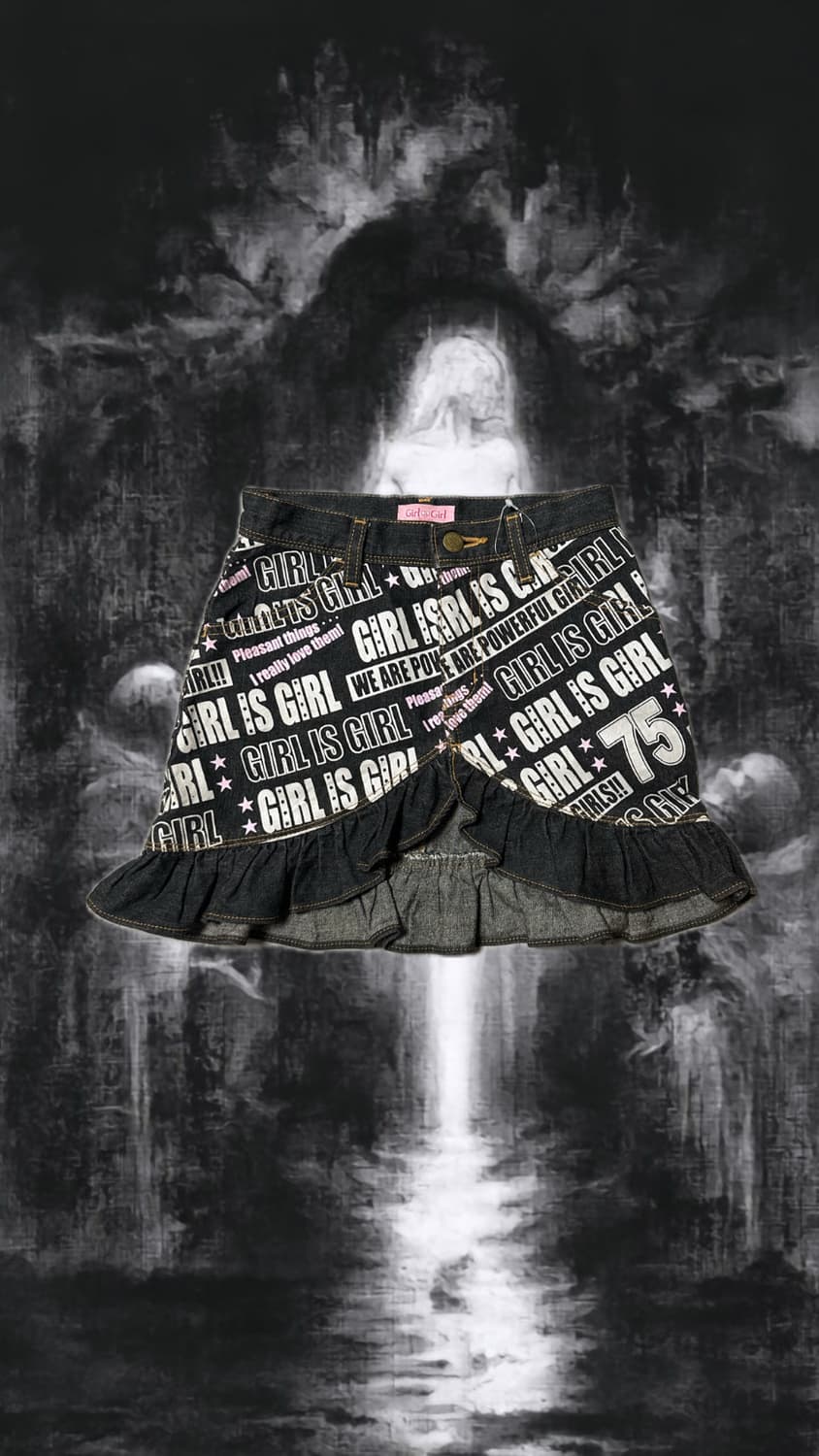 Girl is girl lettering skirt 갸루 레터링 스커트 상품이미지1