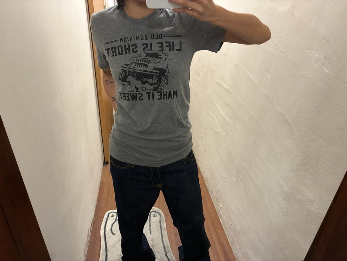 빈티지 라운드넥 반팔 티셔츠 프린팅 디테일 그레이 k61 상품이미지4