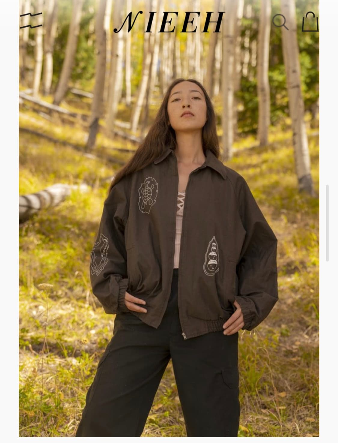 (새제품) NIEEH 니히 네이비 자켓 점퍼 프린팅 상품이미지2