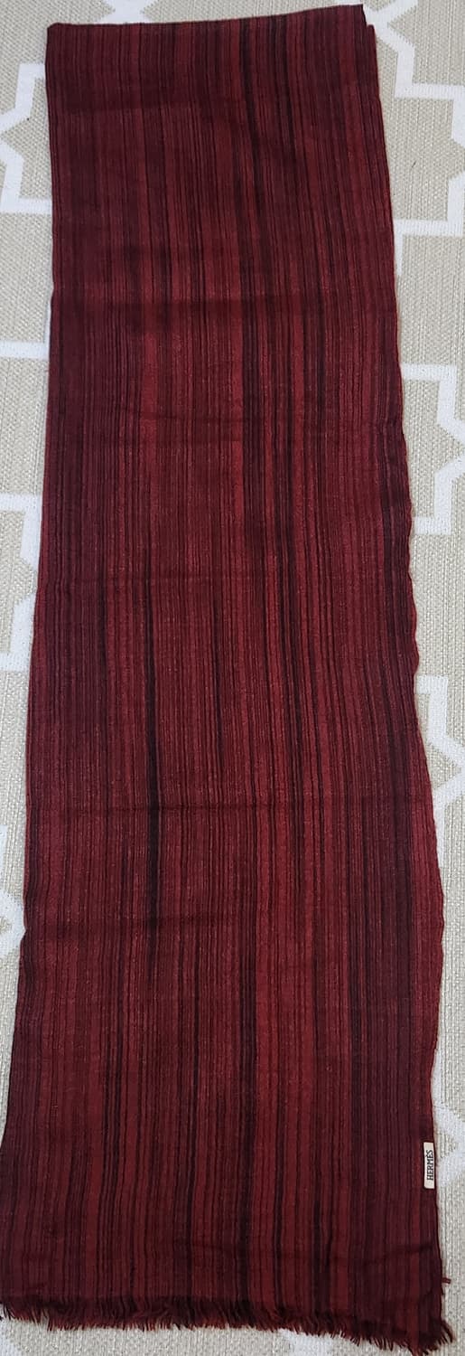 [정품 ] 에르메스 머플러 목도리 100% 캐시미어 버건디 줄무늬  상품이미지4