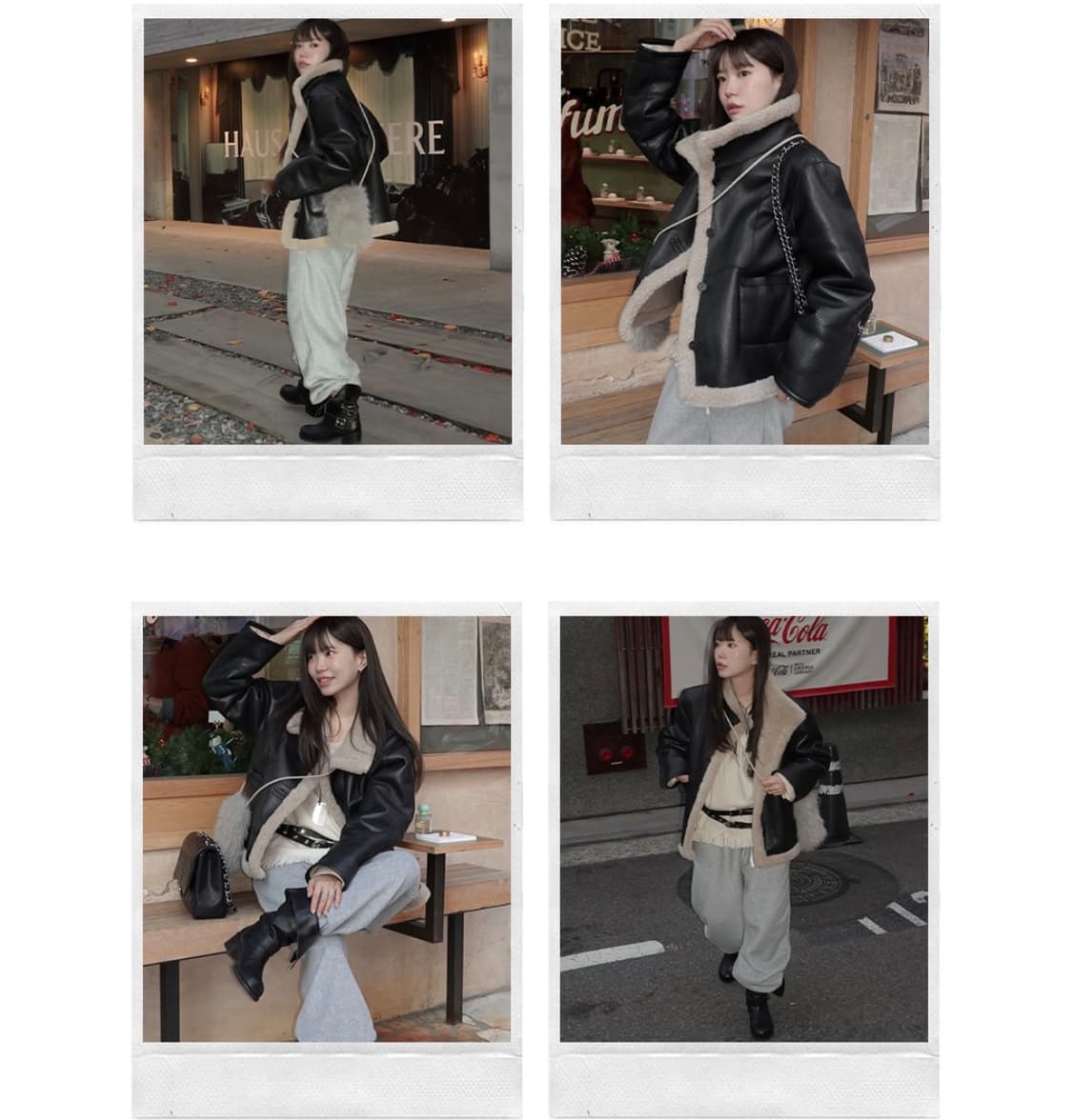 프리버07 하이넥 레더 무스탕 블랙 상품이미지4