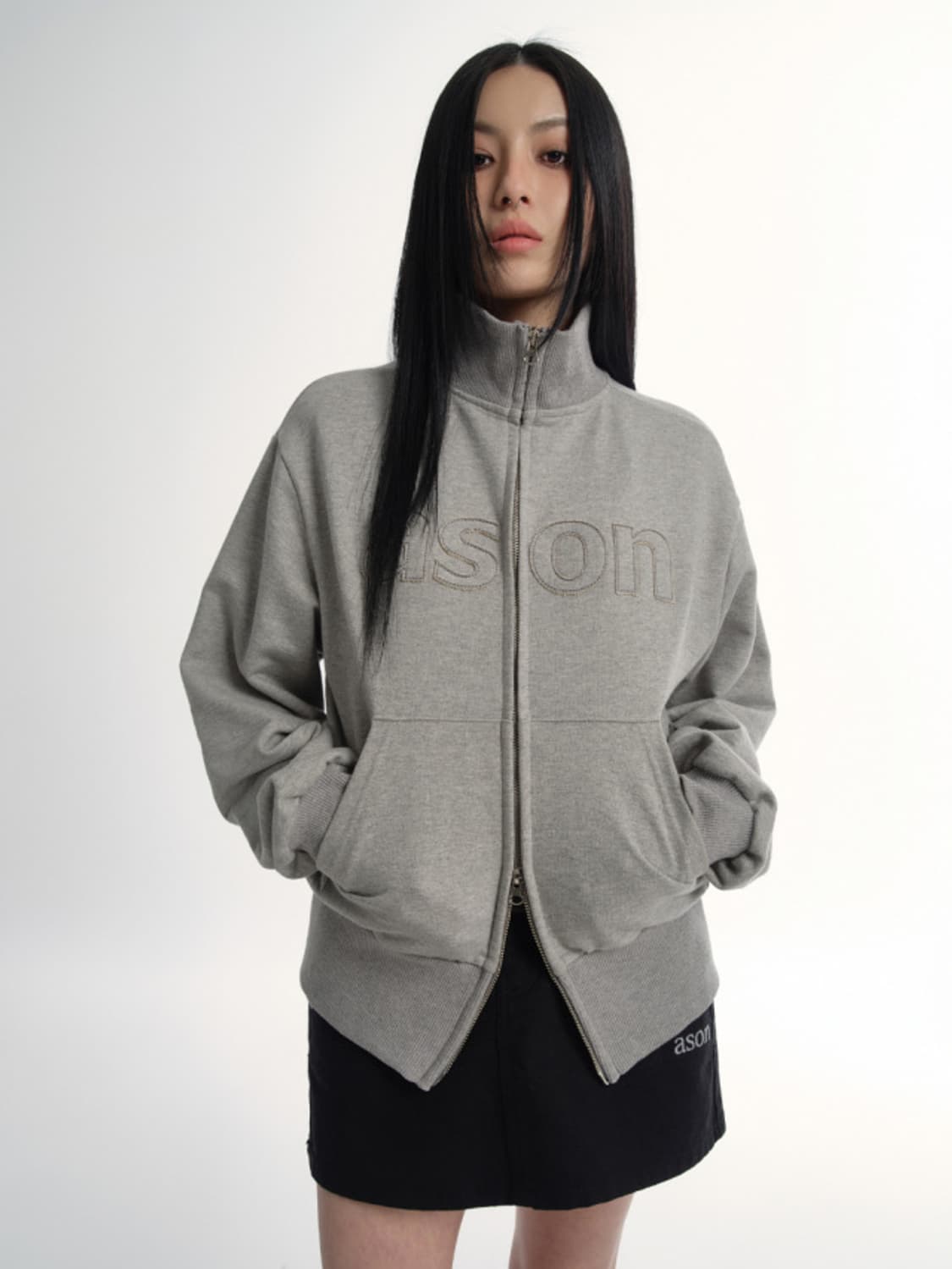 애즈온 베이 스웻 집업 그레이 FREE 상품이미지3