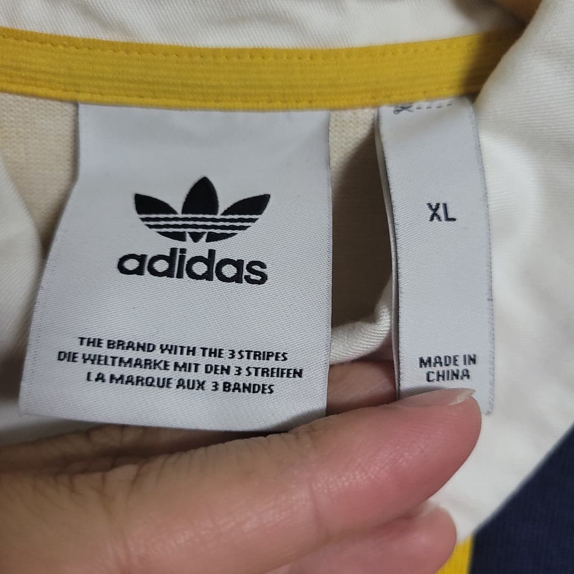 (XL) ADIDAS 아디다스 럭비티 옐로우 네이비 긴팔 카라티 상품이미지3