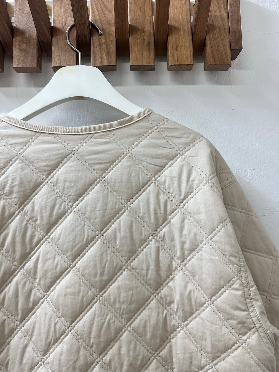 일본빈티지 아이보리 우드 버튼 퀼팅 라운드 패딩 자켓 상품이미지6