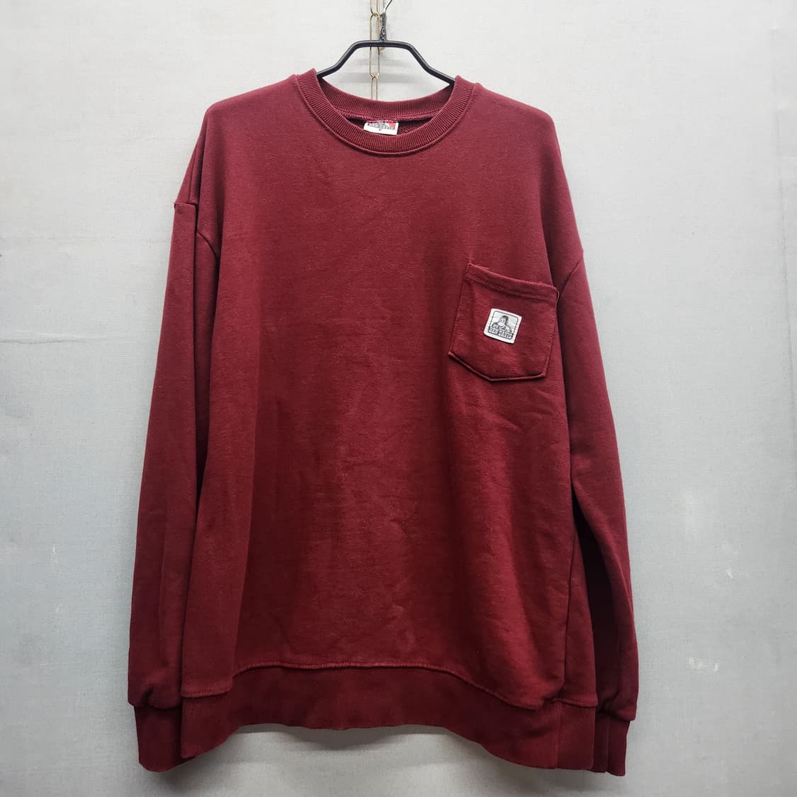 벤 데이비스 원포켓 로고 버건디 맨투맨 L 상품이미지1