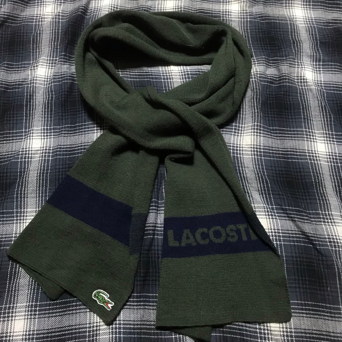 재팬 라코스테 일본판 올리브 카키 앤 네이비 머플러 상품이미지1