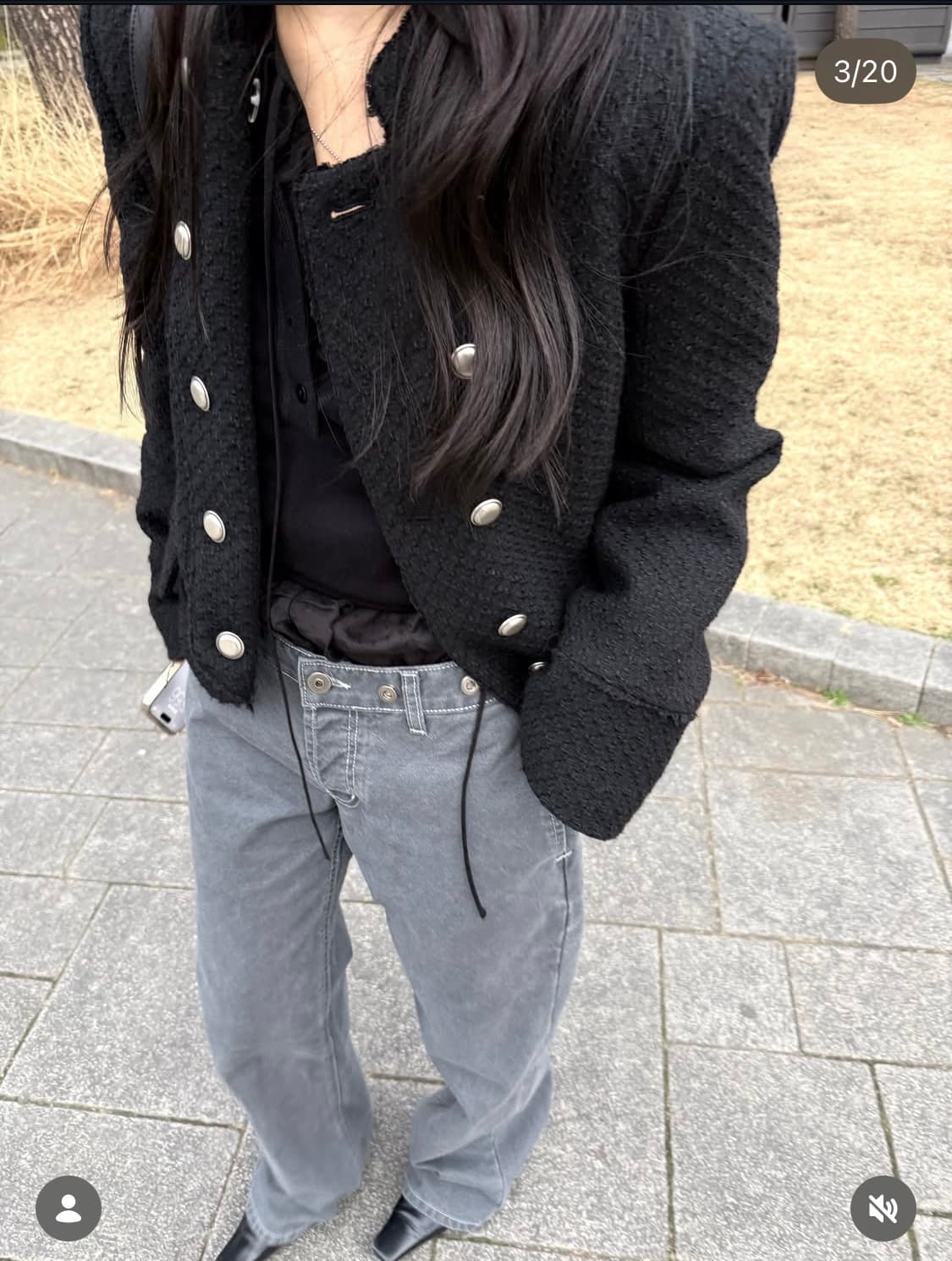 whoisshe 버튼 로우 진(ash) 상품이미지6