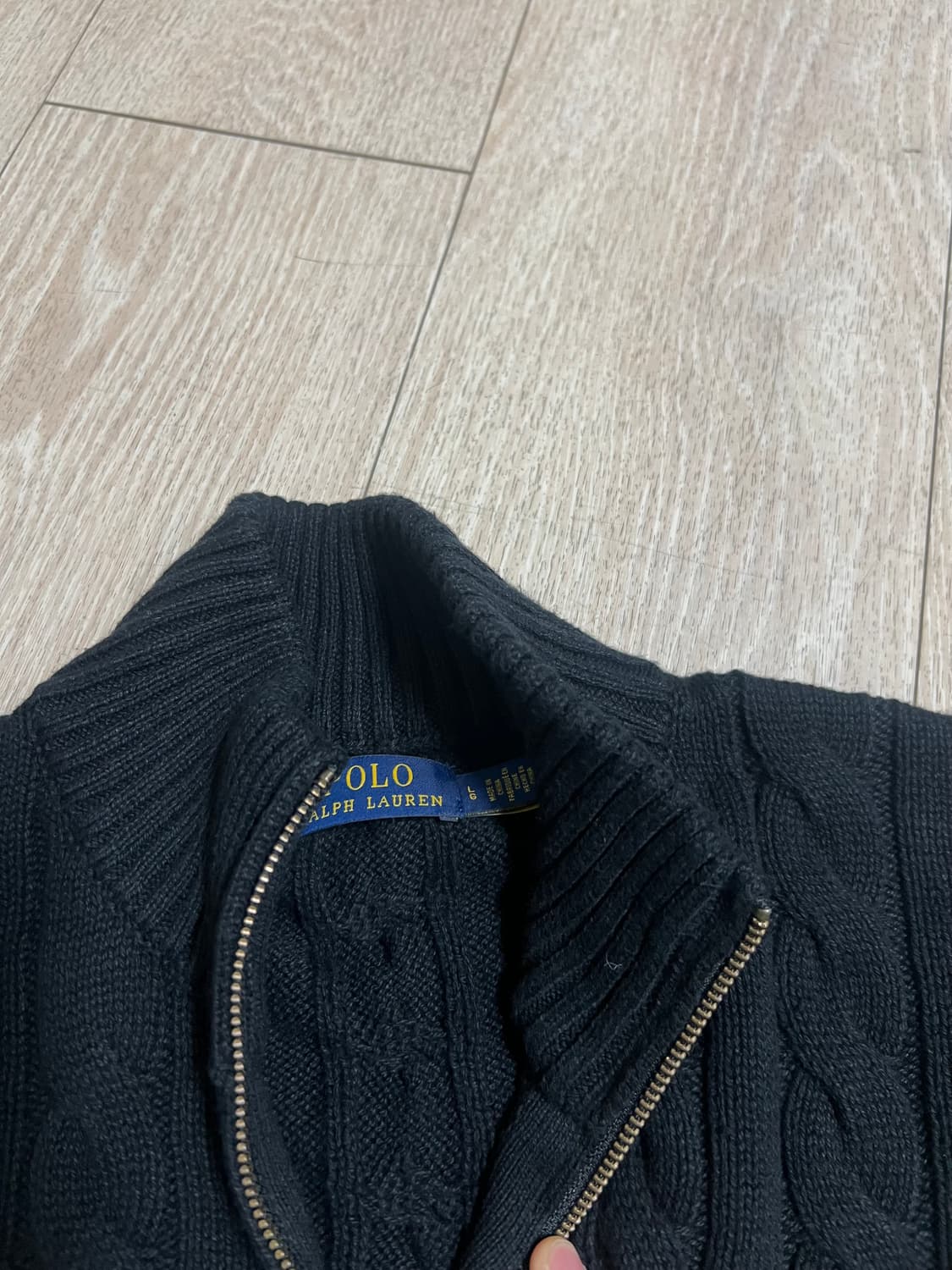 폴로 꽈베기니트 하프집업 블랙 L 상품이미지6