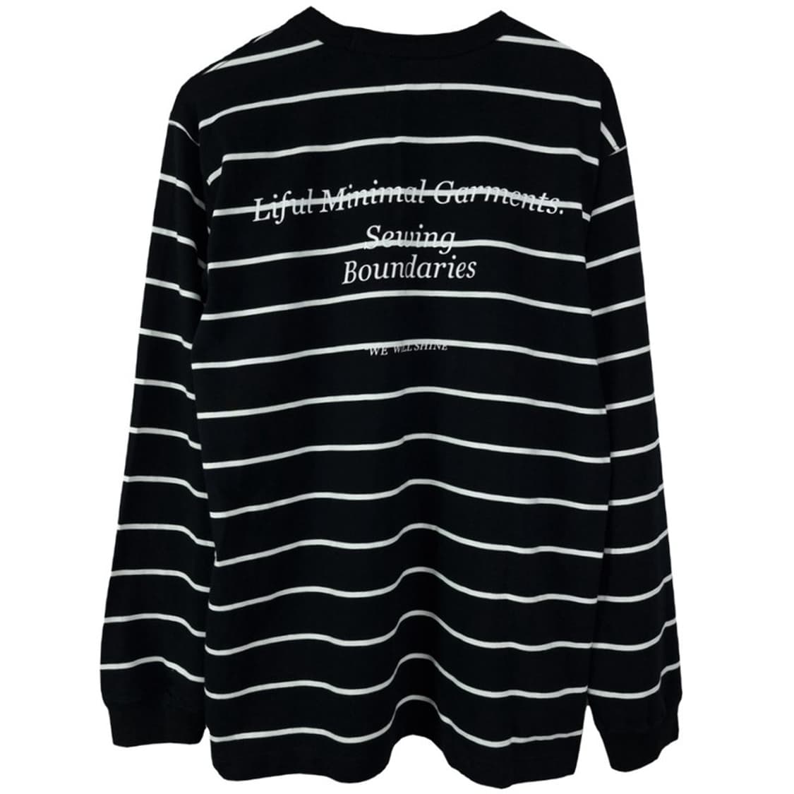 [라이풀] 오버핏 스트라이프 롱슬리브 긴팔티 블랙 M19329 상품이미지3