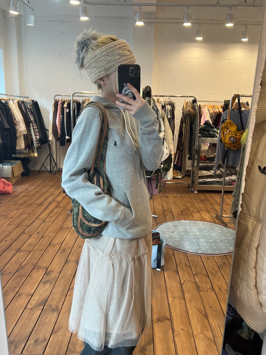 폴로 그레이 후드 니트 상품이미지1