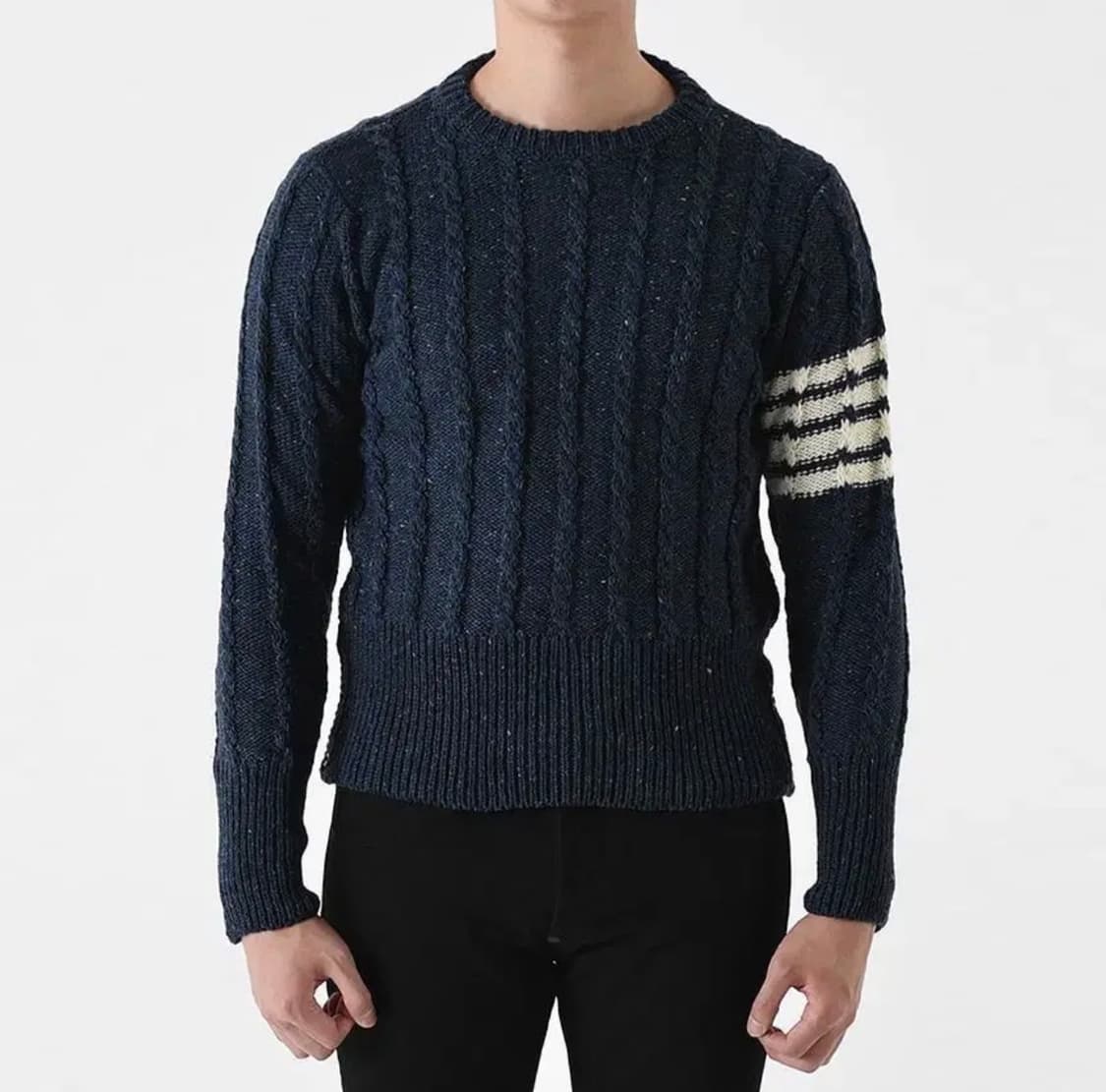 (A+/3) / 톰브라운 사선완장 도네갈 트위스트 케이블 니트 스웨터 상품이미지9