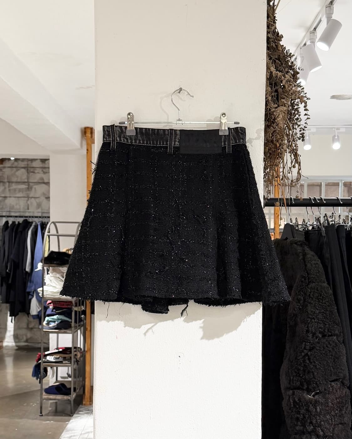 디젤 블랙 트위드 데님 투포켓 에이라인 미니스커트 상품이미지4