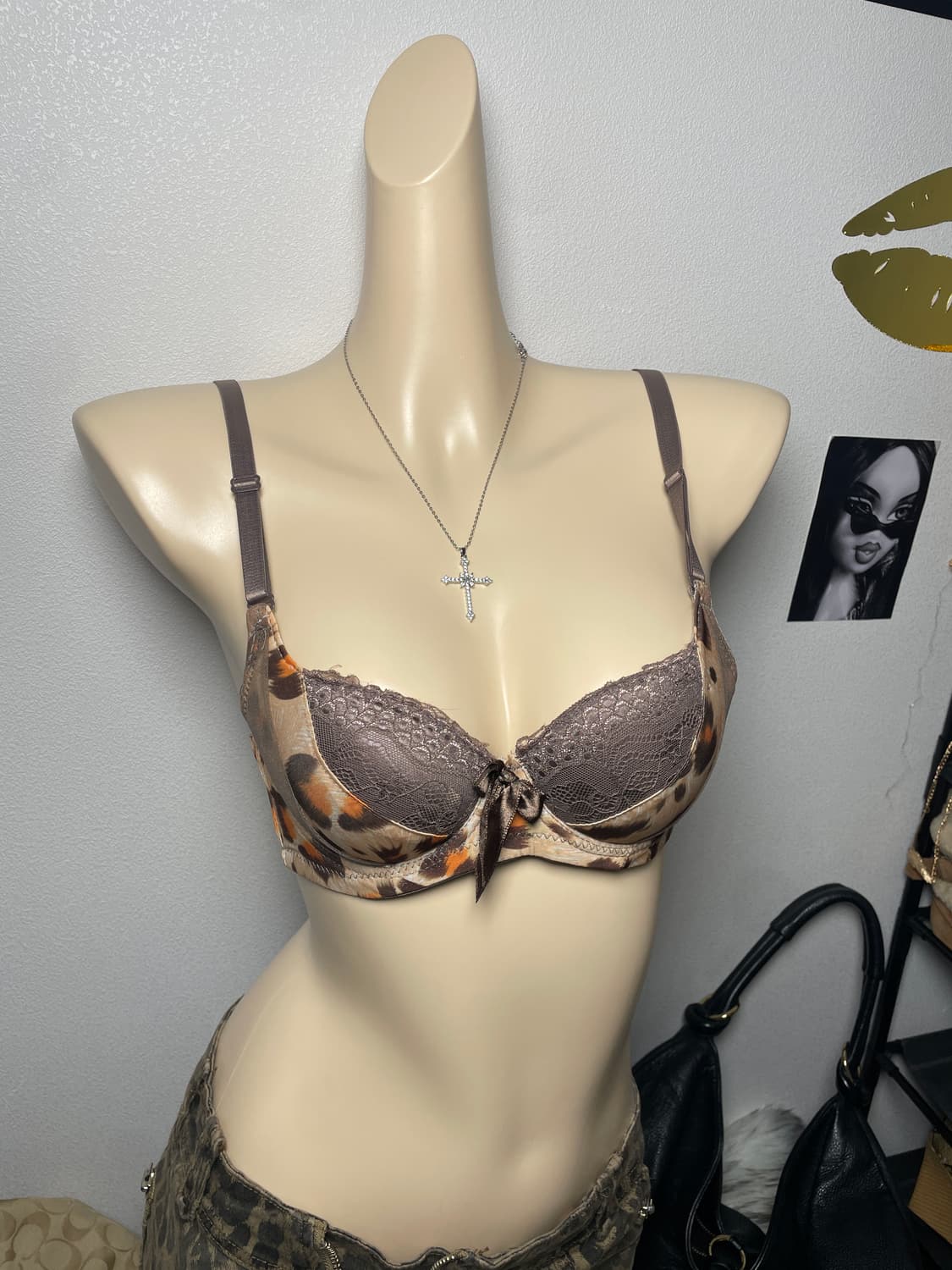 오네갸루 호피 브래지어 니트 탑세트 상품이미지3