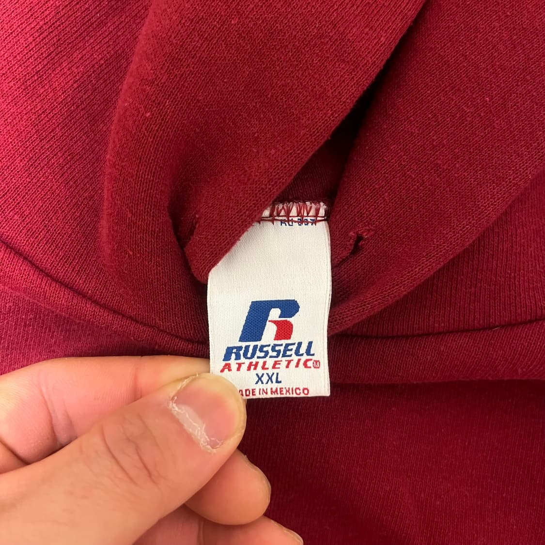 [XL] 00s 빈티지 러셀 후드 레드 와인 상품이미지3