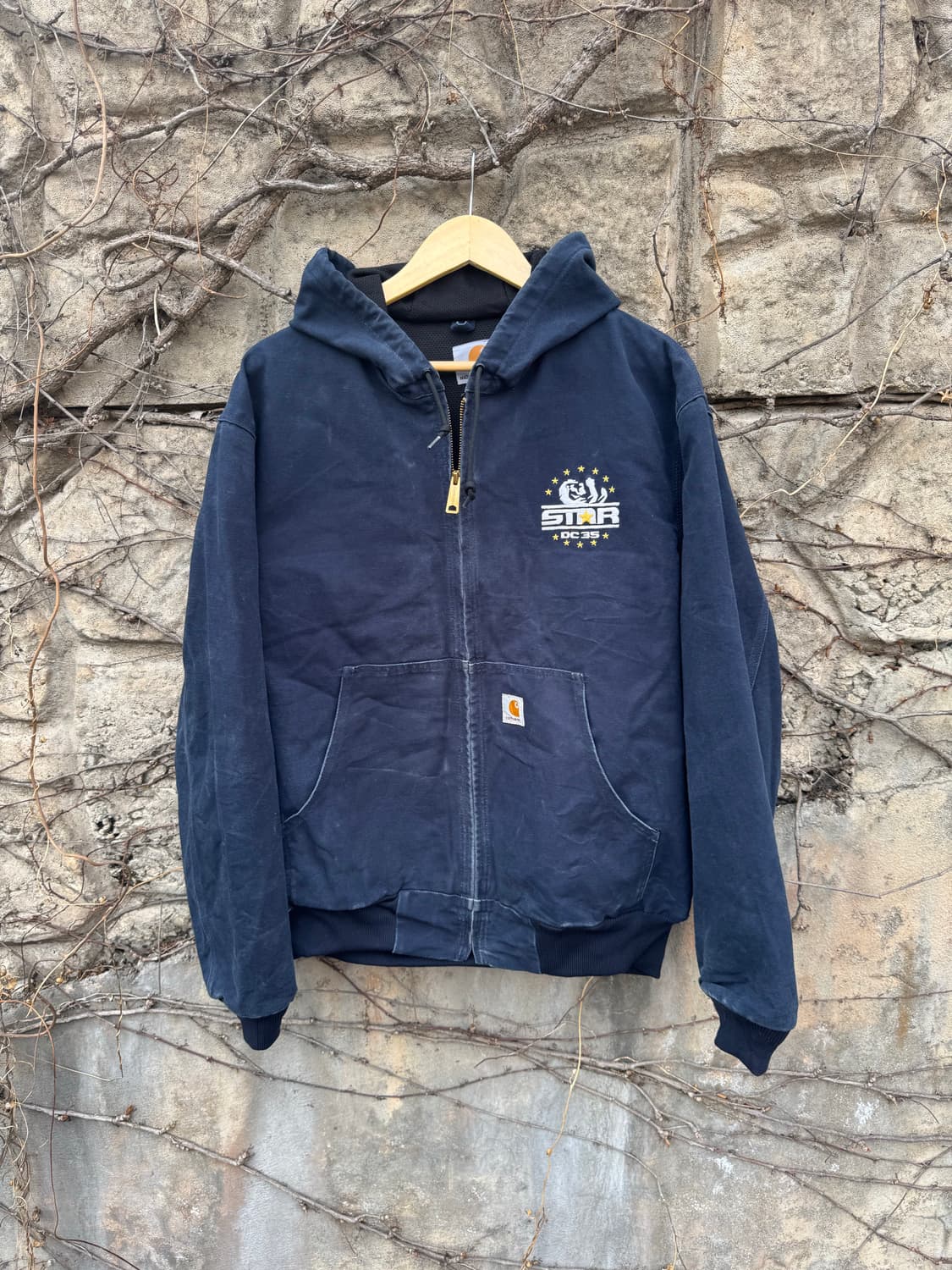 칼하트 빈티지 j131 네이비 페이딩 덕 액티브 후드 워크 자켓 상품이미지1