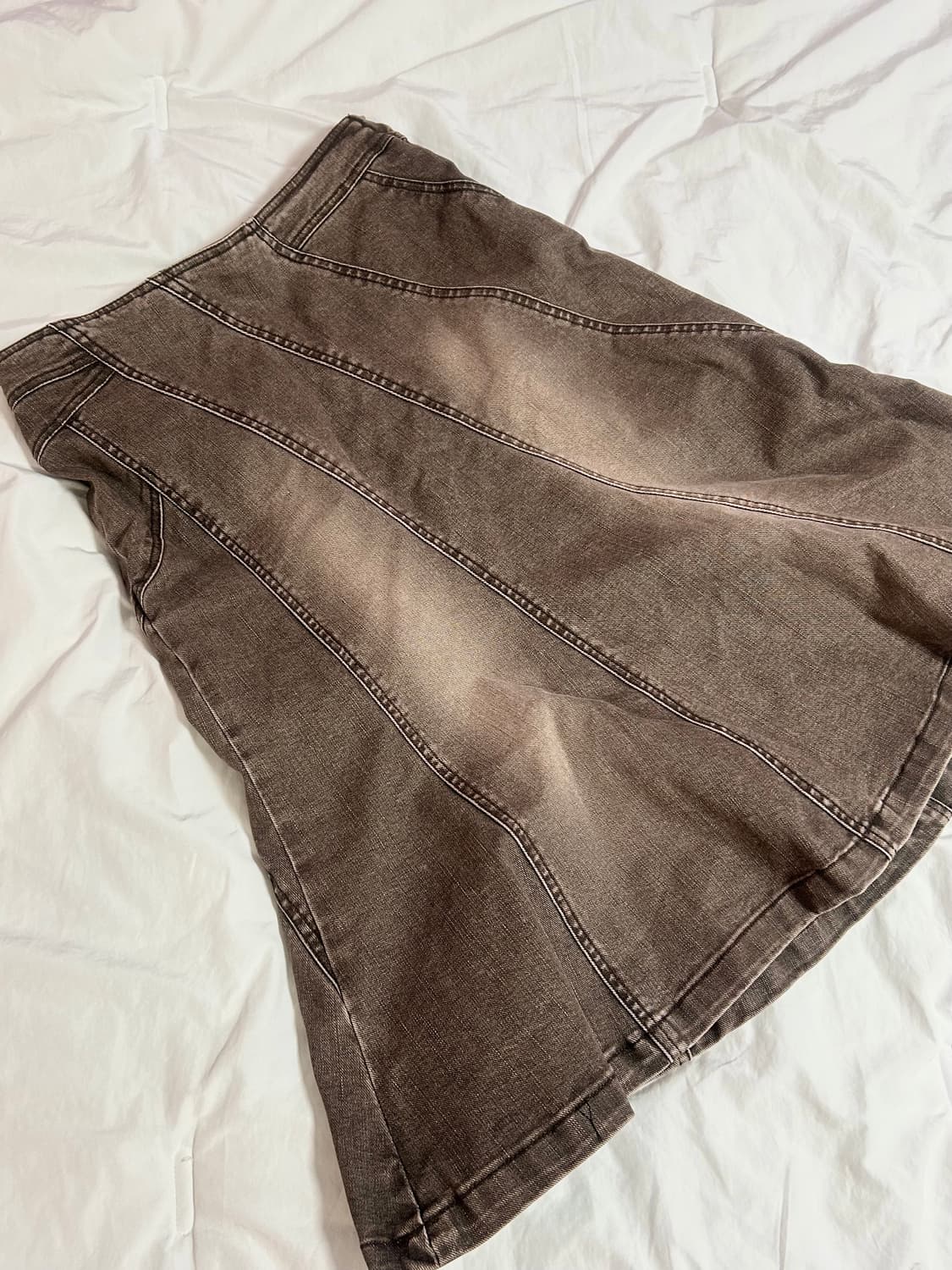 브라운+그레이 청스커트  상품이미지1