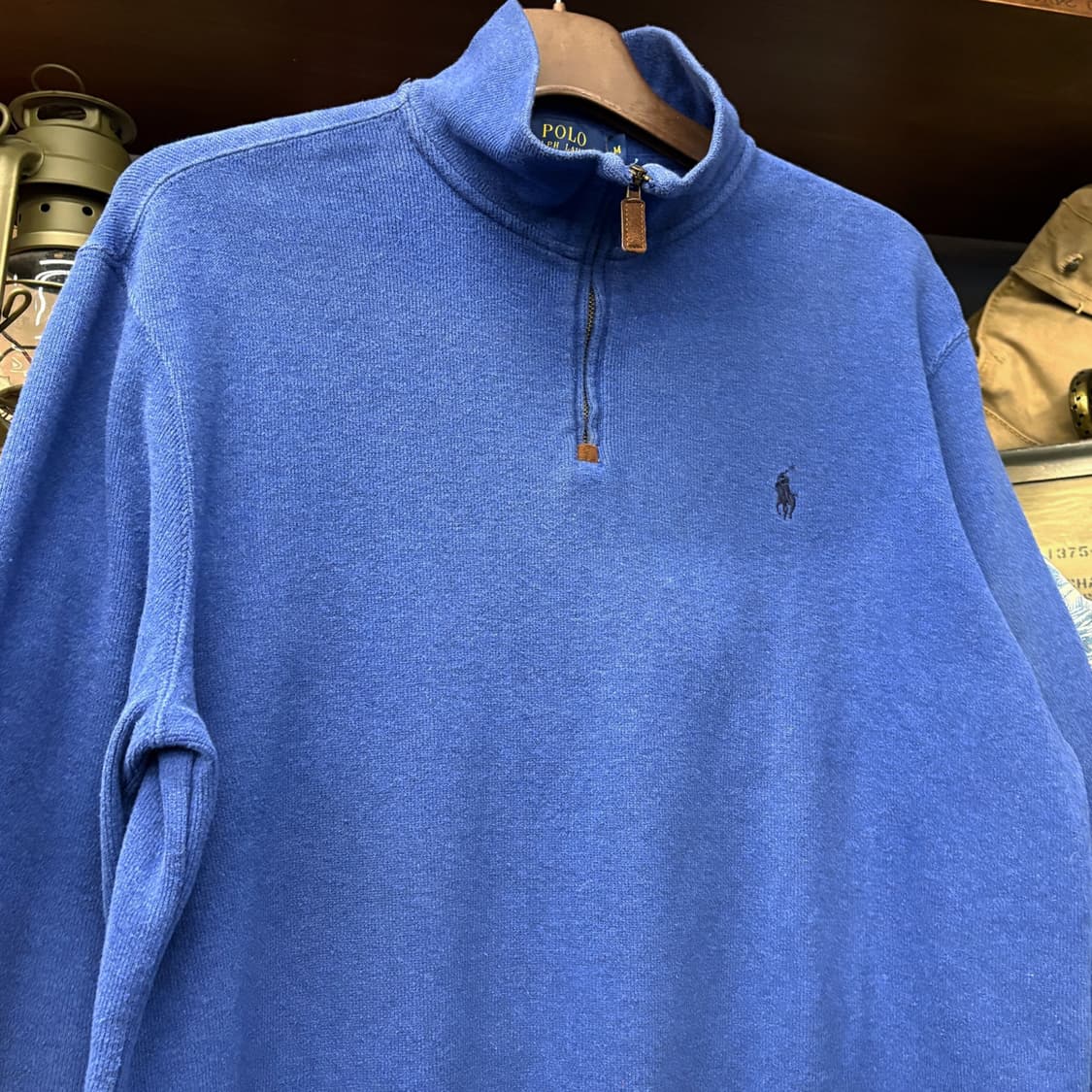 90s 폴로 랄프로렌 파인리브 하프집업 코튼니트 스웨터 블루 N639 상품이미지3