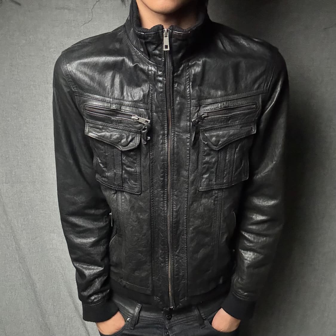 japan vintage lamb skin leather jacket 상품이미지3