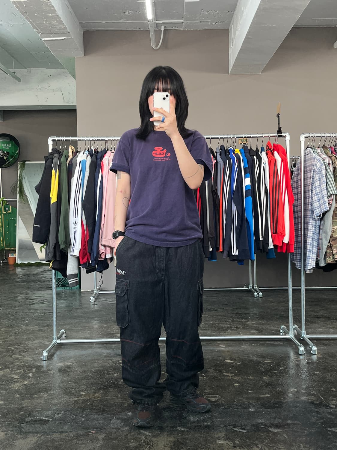 빈티지 카고 흑청 데님 팬츠  상품이미지1