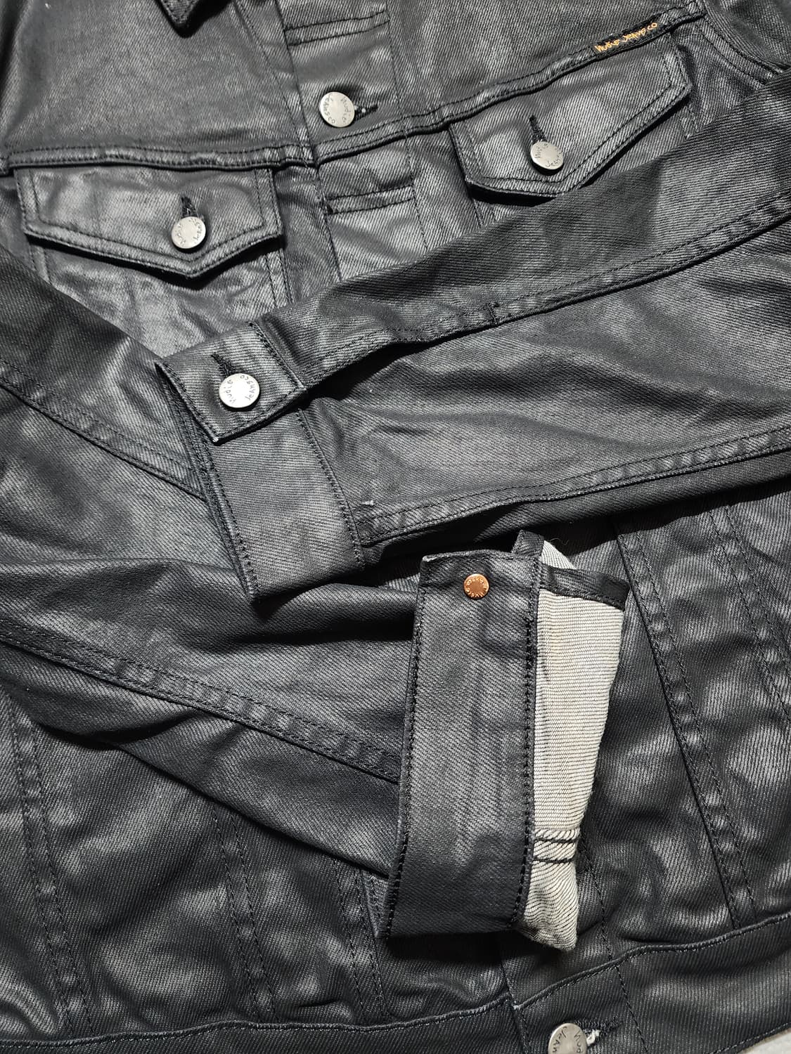 누디진 Nudie Jean 코팅 블랙 데님 자켓 상품이미지8