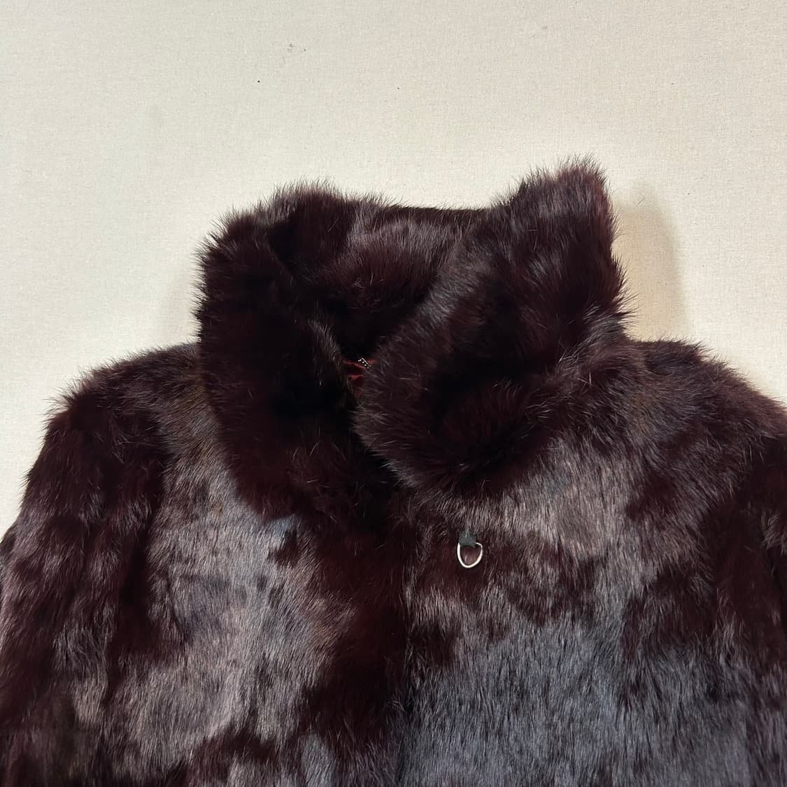 pierre cardin 버건디 토끼털 래빗 퍼 모피 자켓 상품이미지4