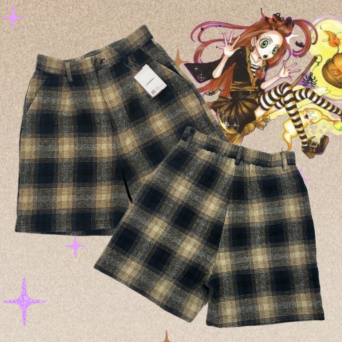 💫슈슈룬 쇼콜라 베이지 체크 숏팬츠  💫 깅엄체크 반바지 상품이미지1