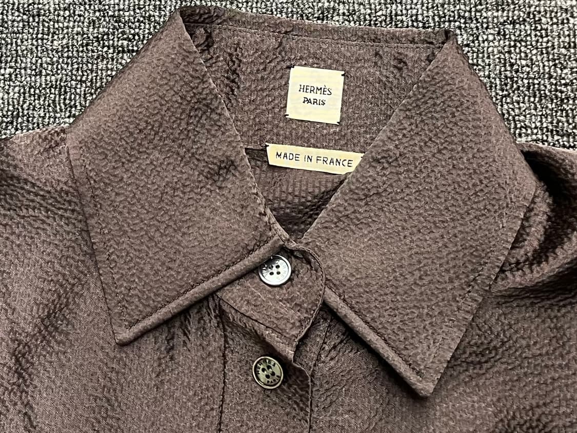 [55] 에르메스 브라운 실크 셔츠 34 상품이미지3
