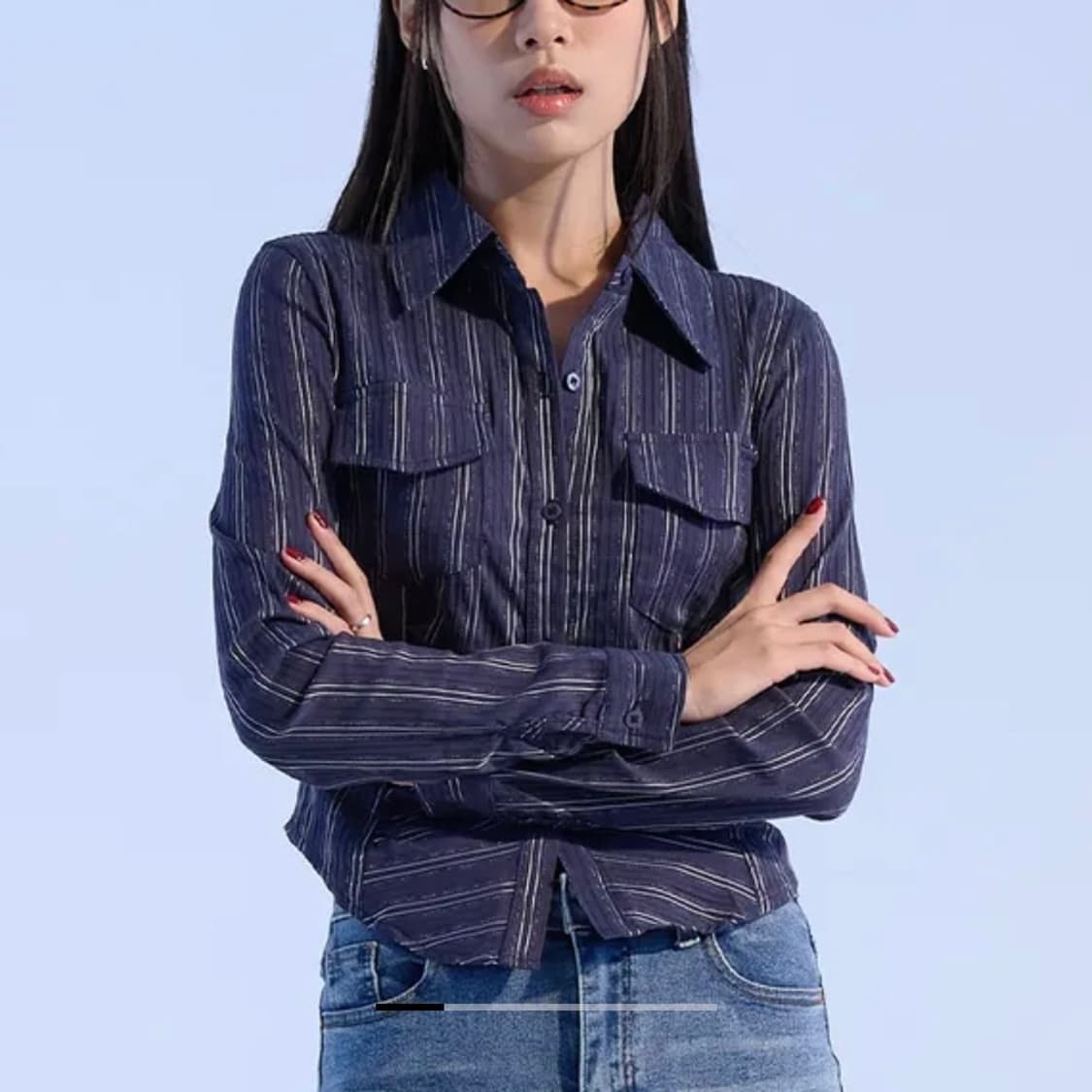 (슬기착용) 모아 스트라이프 셔츠 상품이미지1