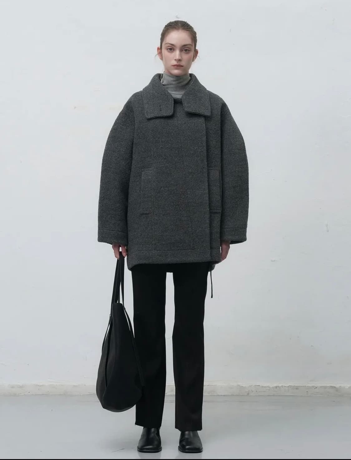 제너럴 아이디어 울부클 하프코트 차콜 상품이미지4