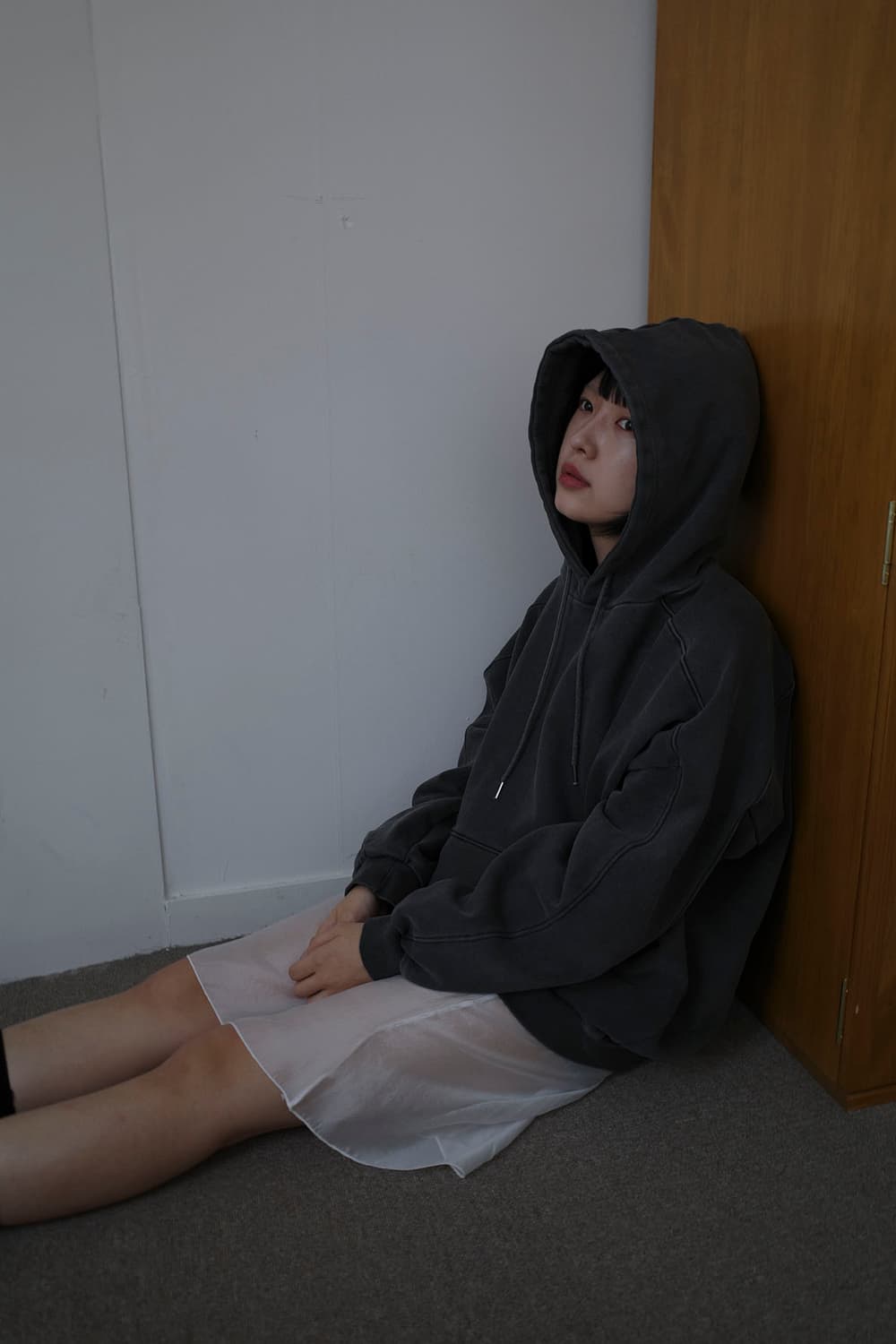 르노우 워시드 그레이 후드티 상품이미지2