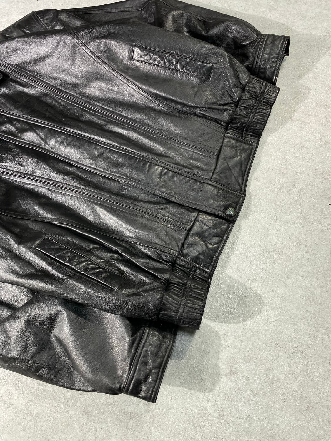 [M-L] Vintage 빈티지 양가죽 블랙 레더 봄버자켓 상품이미지3
