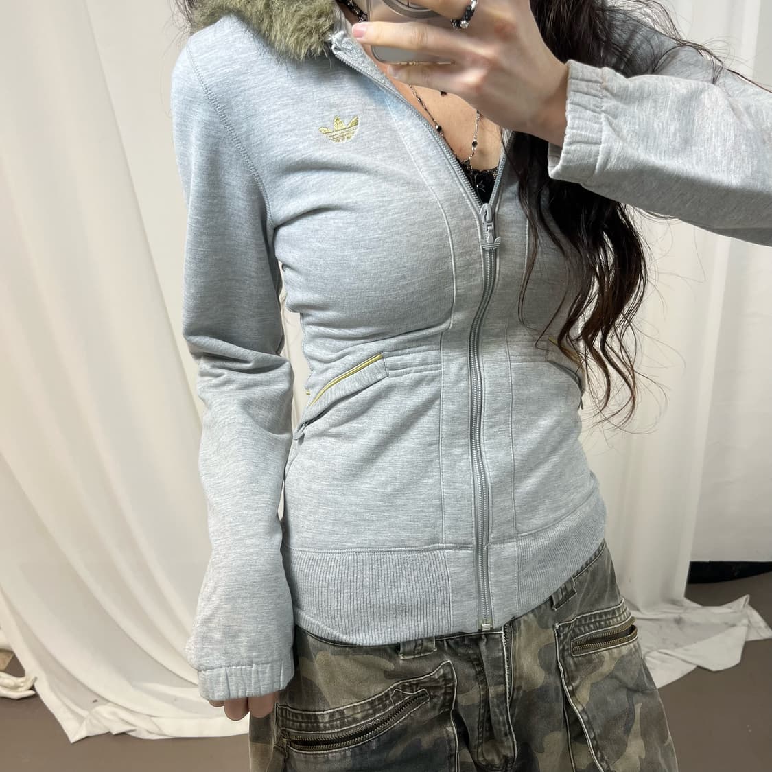 Adidas Firebird Grey Wolf-jaw Hood Zipup 상품이미지3