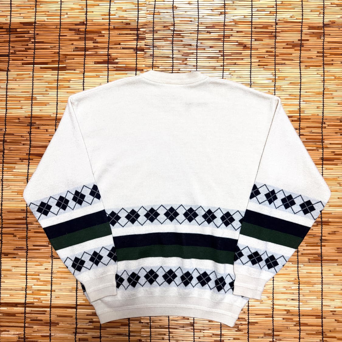 90년대 라코스테 아이보리 아가일 패턴 스페인제 니트 L 상품이미지2